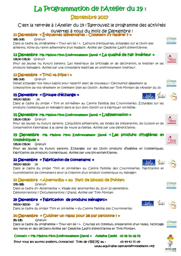 Programation Atelier du 19 septembre 2017